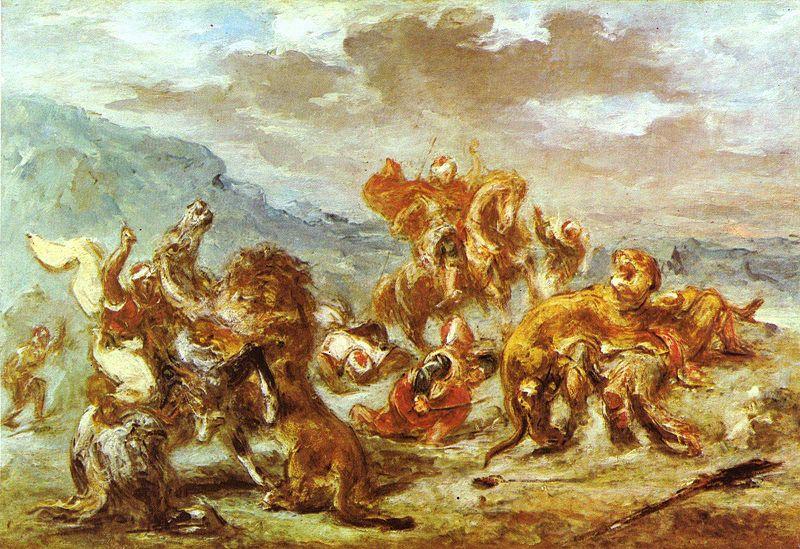 Eugene Delacroix Lowenjagd